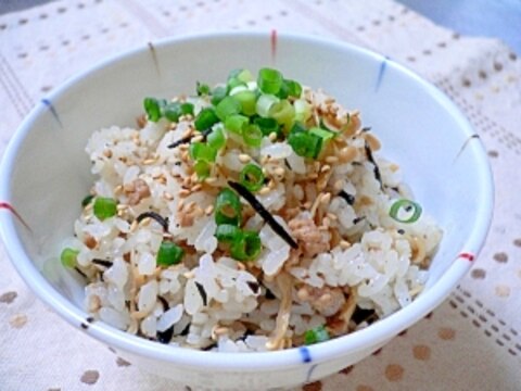 挽き肉とえのきの混ぜご飯